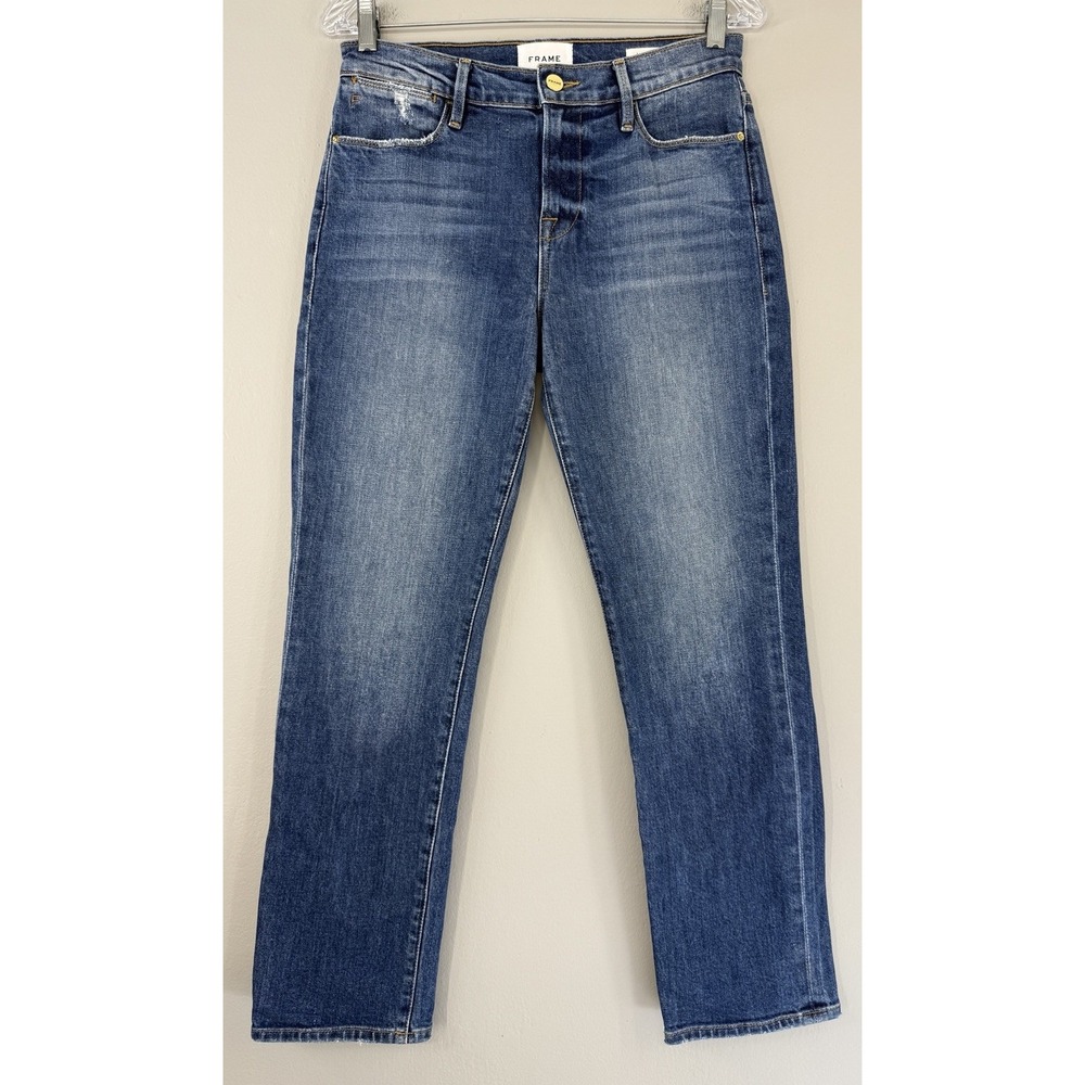 FRAME Le High Straight Jeans Women's 26+‎ Medium Wash Blue Denim 27"inseam